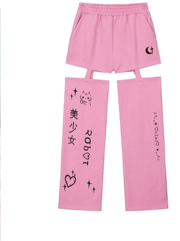 0 7 Cut Out Emoji Pants Pink