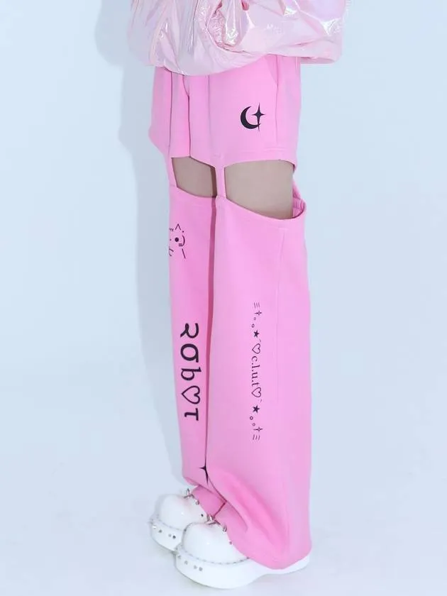 0 7 Cut Out Emoji Pants Pink