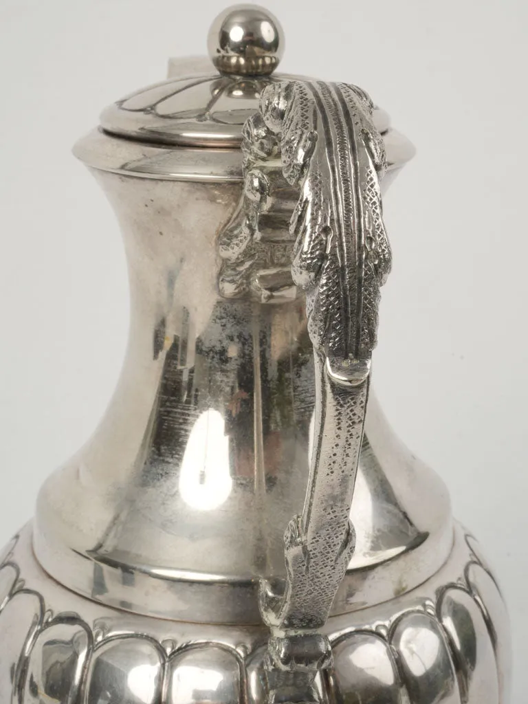 19th Century Silver-Plated Double-Walled Chocolatière with Gadrooning 12½"