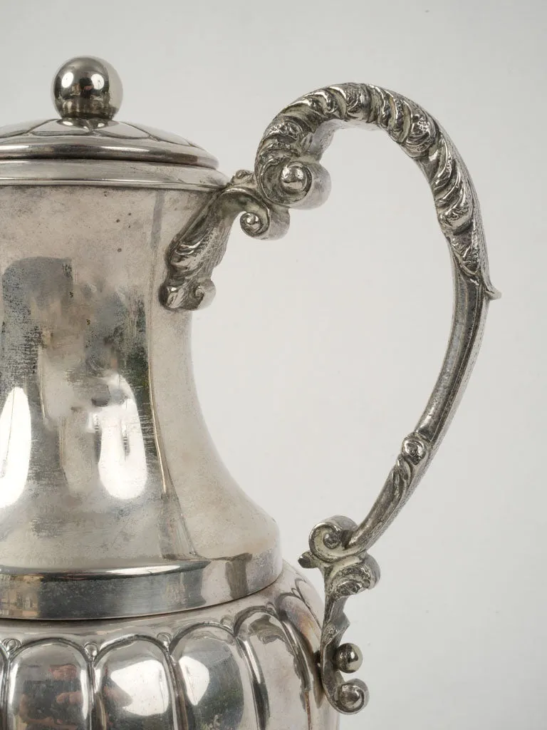 19th Century Silver-Plated Double-Walled Chocolatière with Gadrooning 12½"