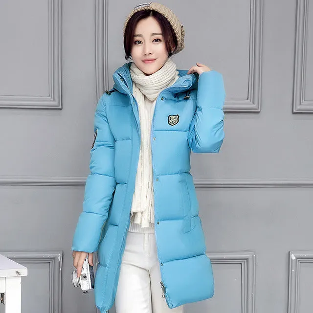 2017 Winter Coat Women Hooded Cotton Padded Parkas Girls Student Wadded Warm Outwear Winter Jackets Female Long Overcoat YL020