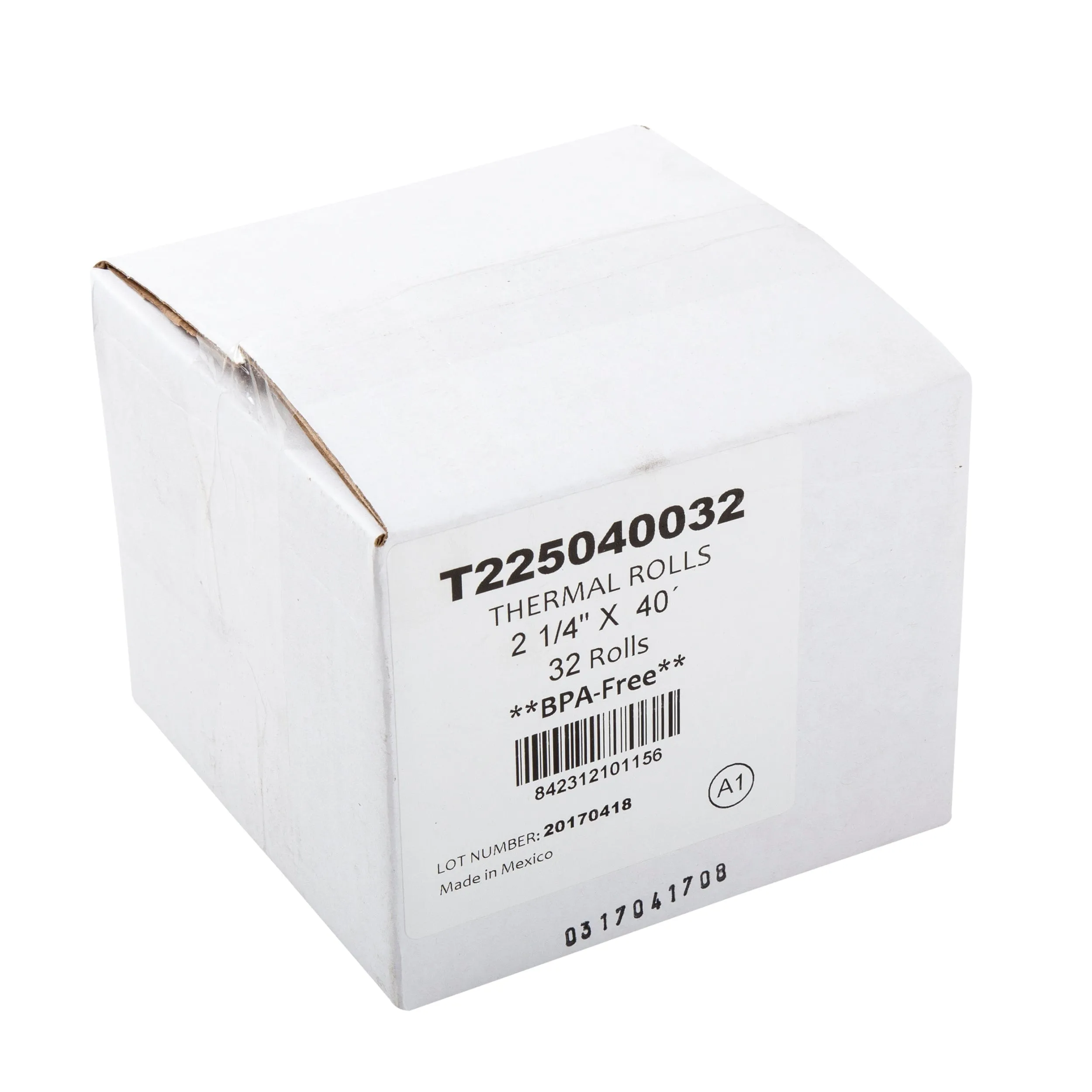 2.25" x 40' White 7/16" ID Core Thermal Rolls, Case of 32