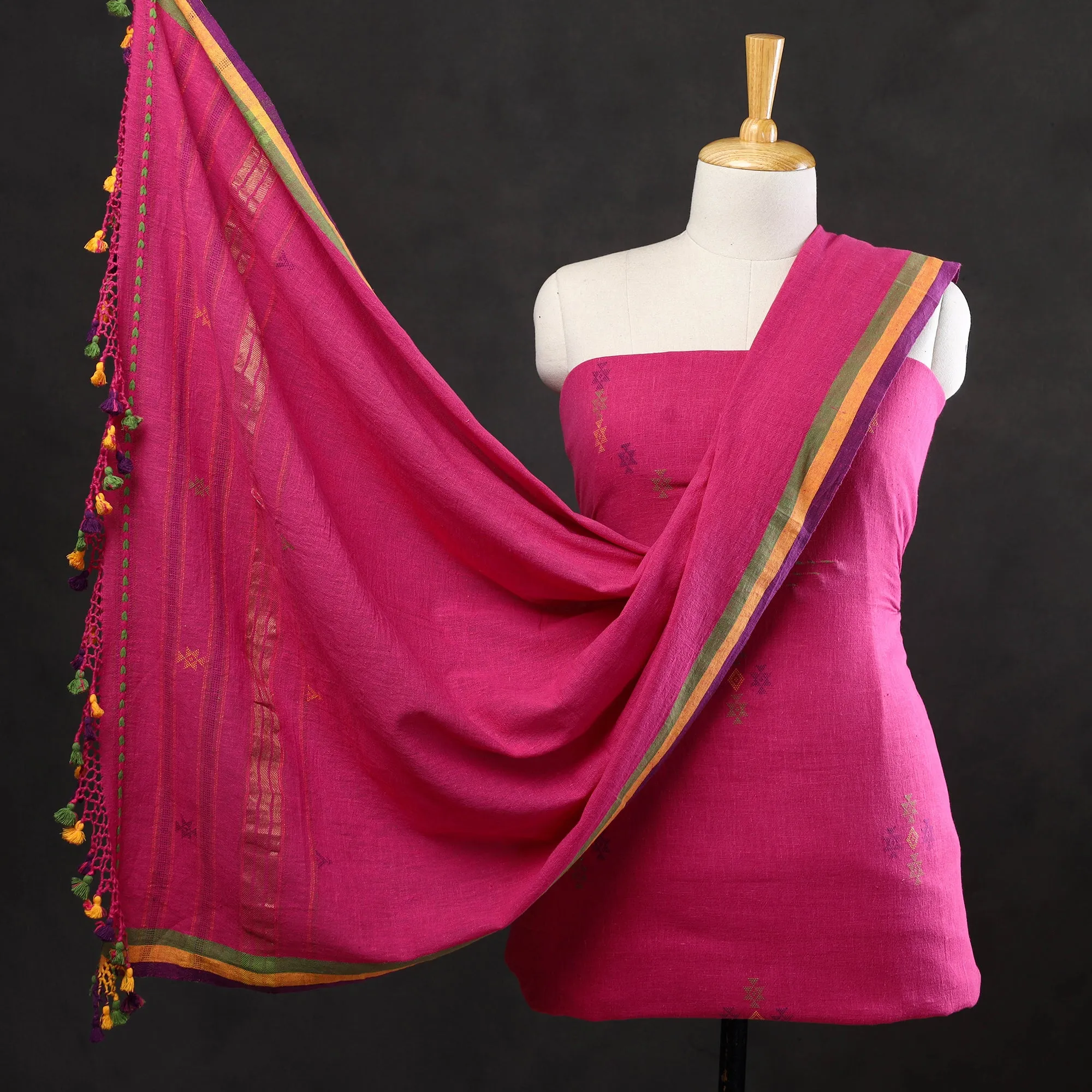 3pc Kutch Handloom Organic Kala Cotton Suit Material Set 12