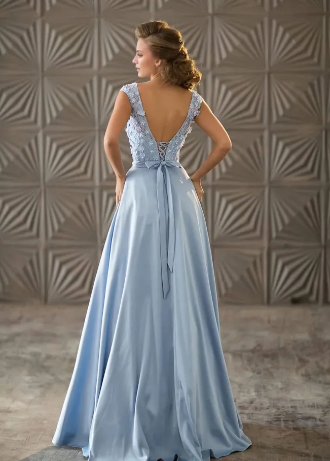 A-Line Princess Evening Maxi Lace Bridesmaid Dress Formal Length Elegant Dress Wedding Guest Dress