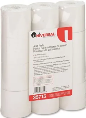 Adding Machine/Calculator Roll' 16 Lb' 1/2" Core' 2-1/4"X150 Ft' White' 12/Pack