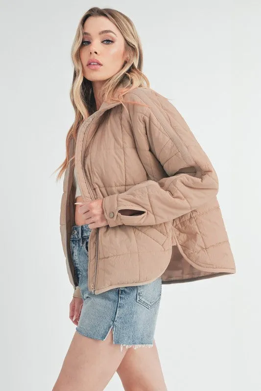 Aemi   Co Quilted Zip Up Puffer Jacket