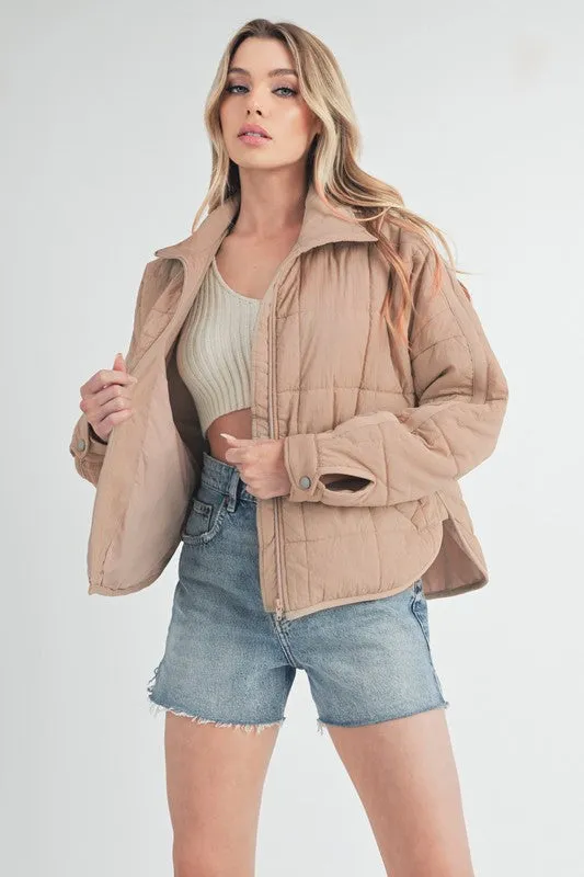 Aemi   Co Quilted Zip Up Puffer Jacket