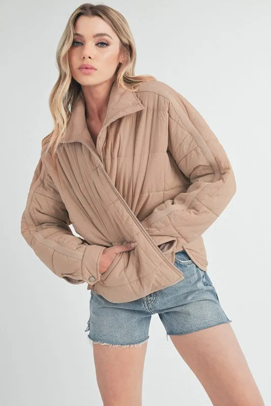 Aemi   Co Quilted Zip Up Puffer Jacket