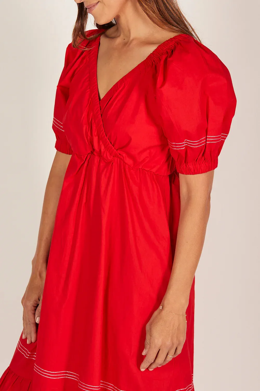 ALISON POPLIN MIDI DRESS CHRISTMAS RED