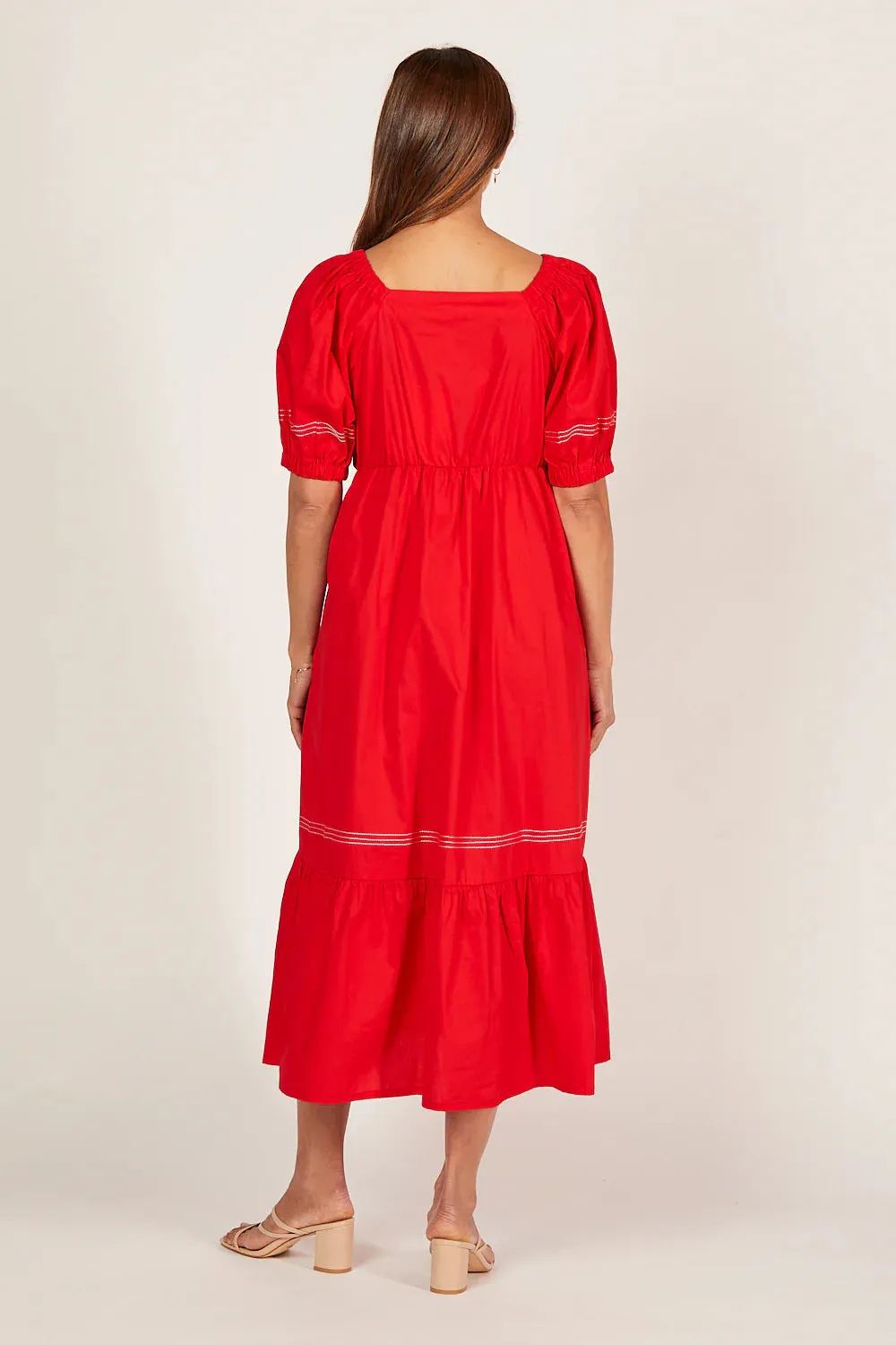 ALISON POPLIN MIDI DRESS CHRISTMAS RED
