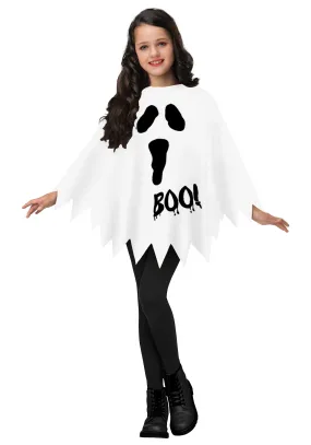 AOBUTE Girls White Ghost Poncho Kids Halloween Cute Cloak Cape Clothes White