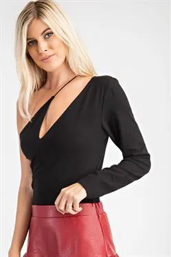 Asymmetrical One-Shoulder Bodysuit