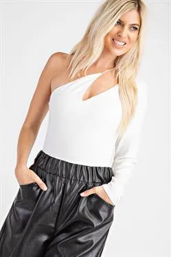 Asymmetrical One-Shoulder Bodysuit