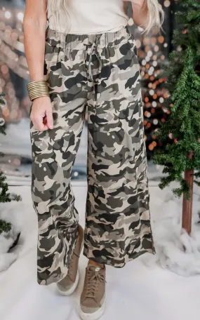 Beige Camo Vintage Washed Casual Pants | POL** - Final Sale