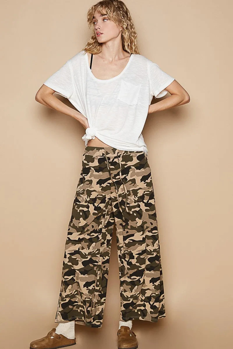 Beige Camo Vintage Washed Casual Pants | POL** - Final Sale