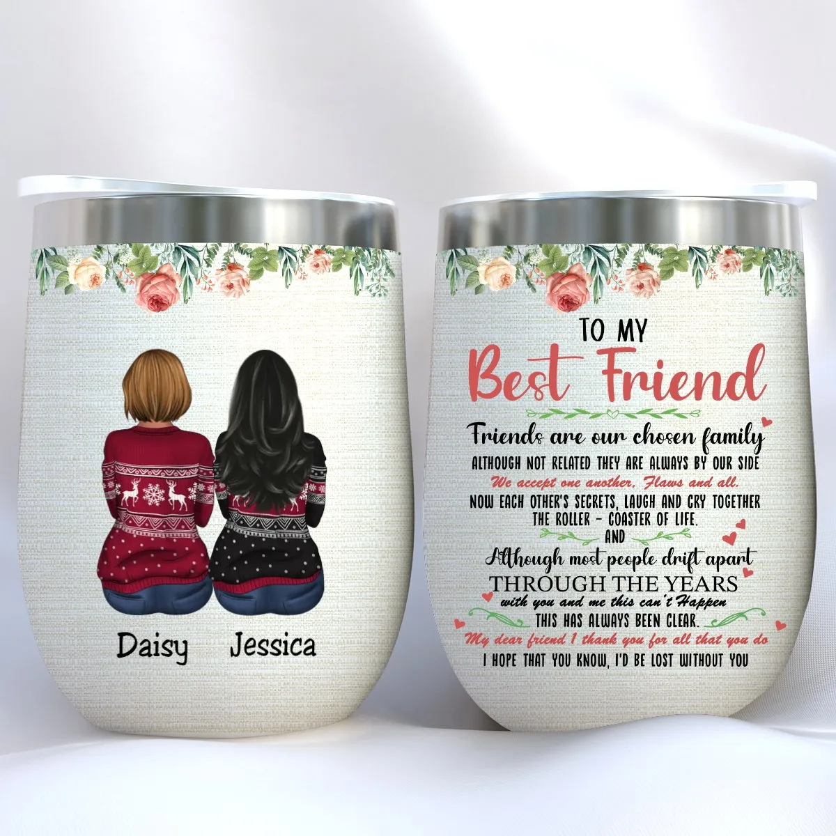 Best Friend - To My Best Friend Thank You For All - Personalized Wine Tumbler (LH)