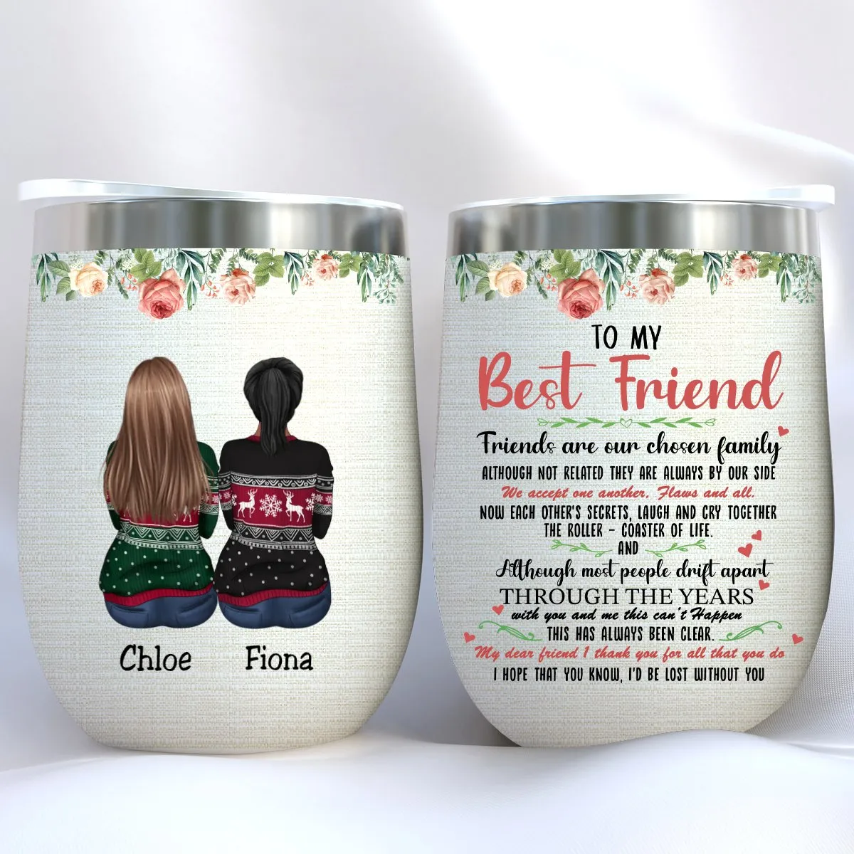 Best Friend - To My Best Friend Thank You For All - Personalized Wine Tumbler (LH)