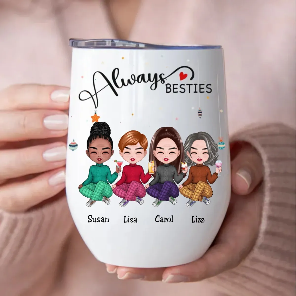 Besties - Always Besties - Personalized Wine Tumbler (QH)