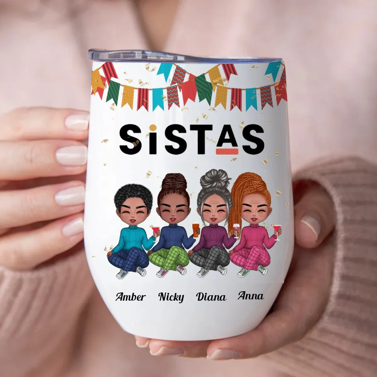 Besties - Sistas For Life - Personalized Wine Tumbler