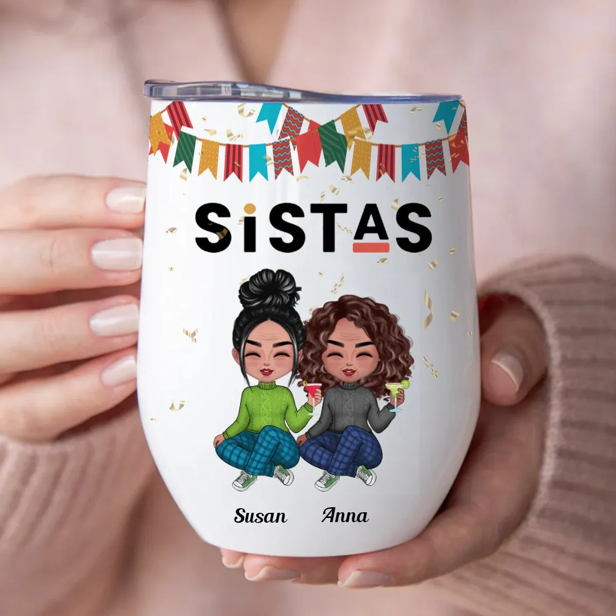 Besties - Sistas For Life - Personalized Wine Tumbler