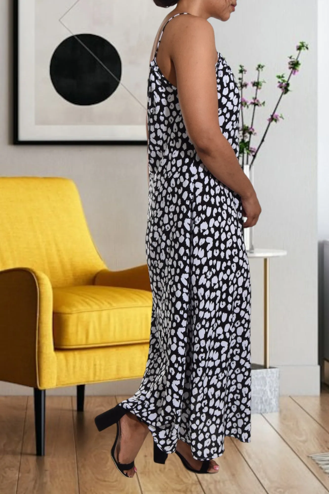 Black And White Strappy Maxi Dress