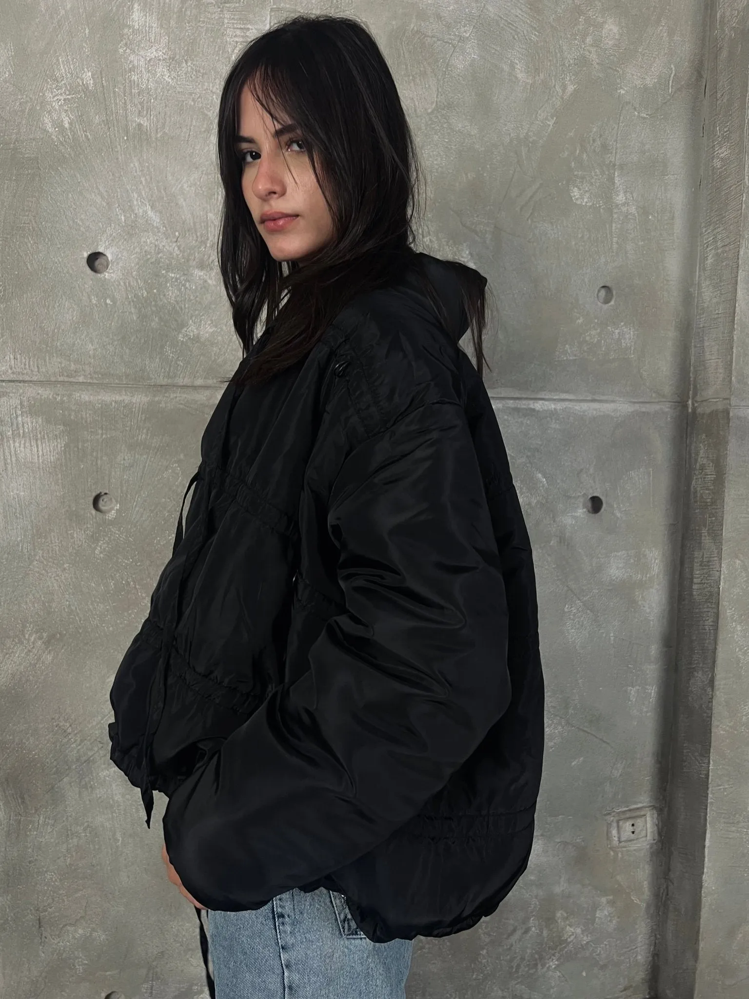 Black Bow Quilted Jacket