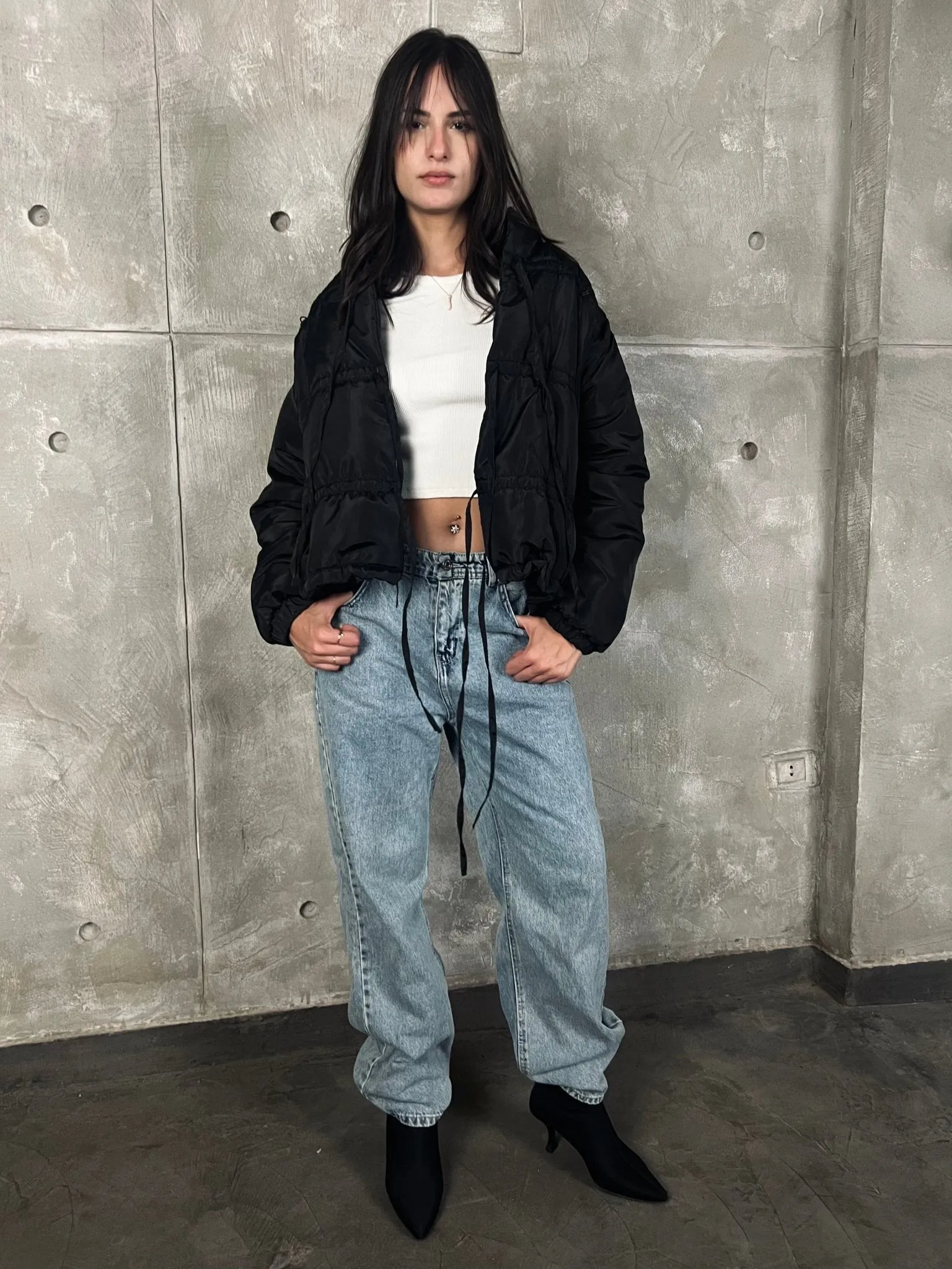 Black Bow Quilted Jacket