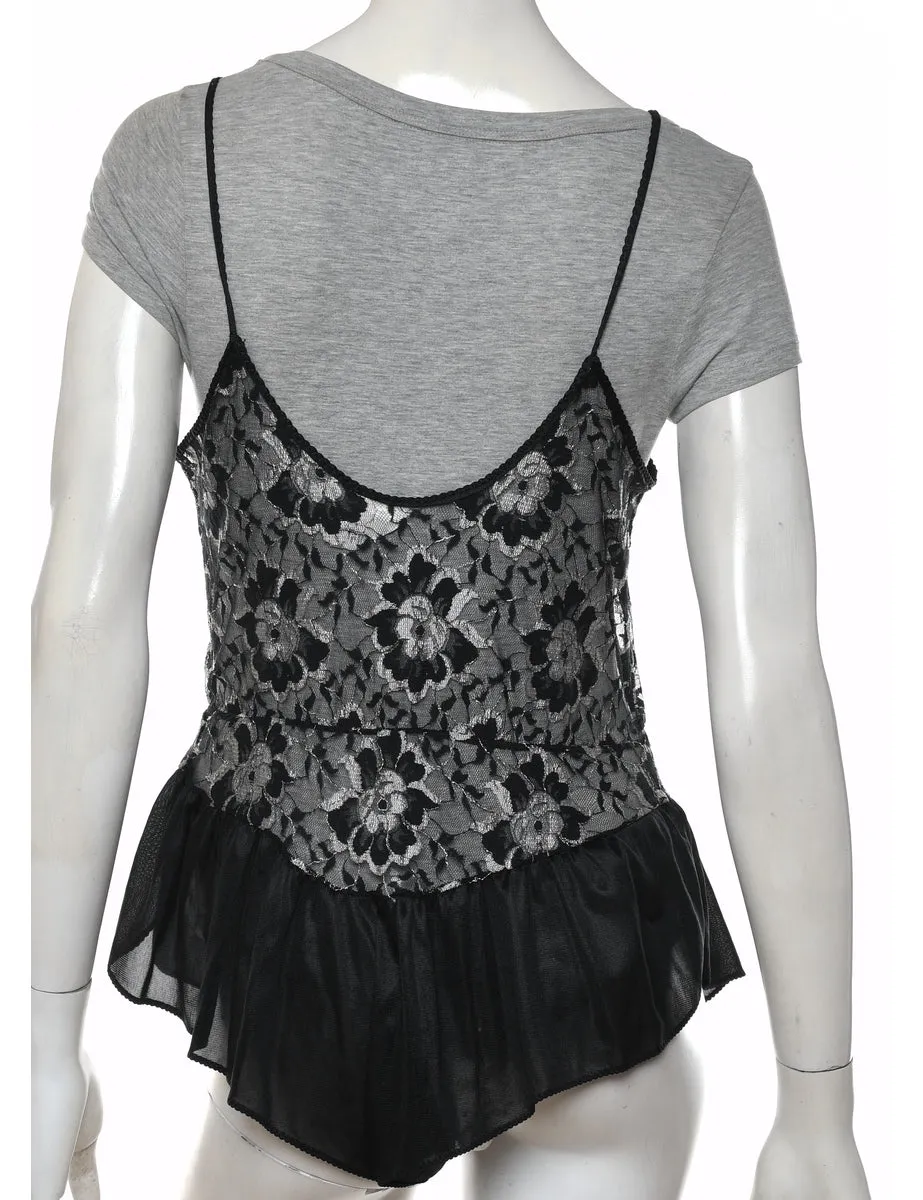 Black Classic Lace Bodysuit - M