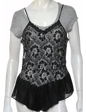 Black Classic Lace Bodysuit - M
