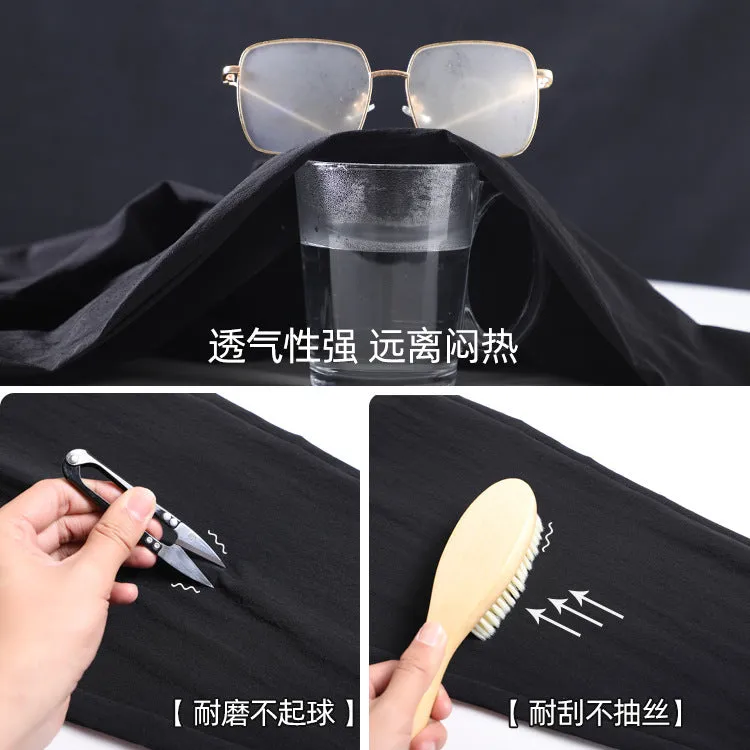 Black High Waist Straight Casual Pants Women Summer Thin Loose Slim Look Drape Ice Silk Pants