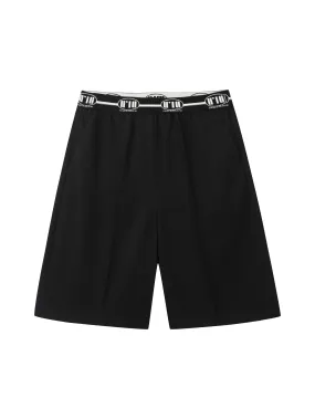 Black Monogrammed Elasticized Chino Pants