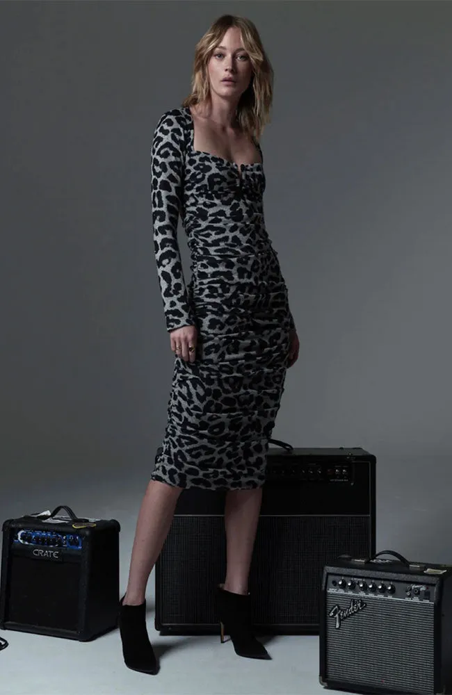 Blondie Dress Grey Leopard