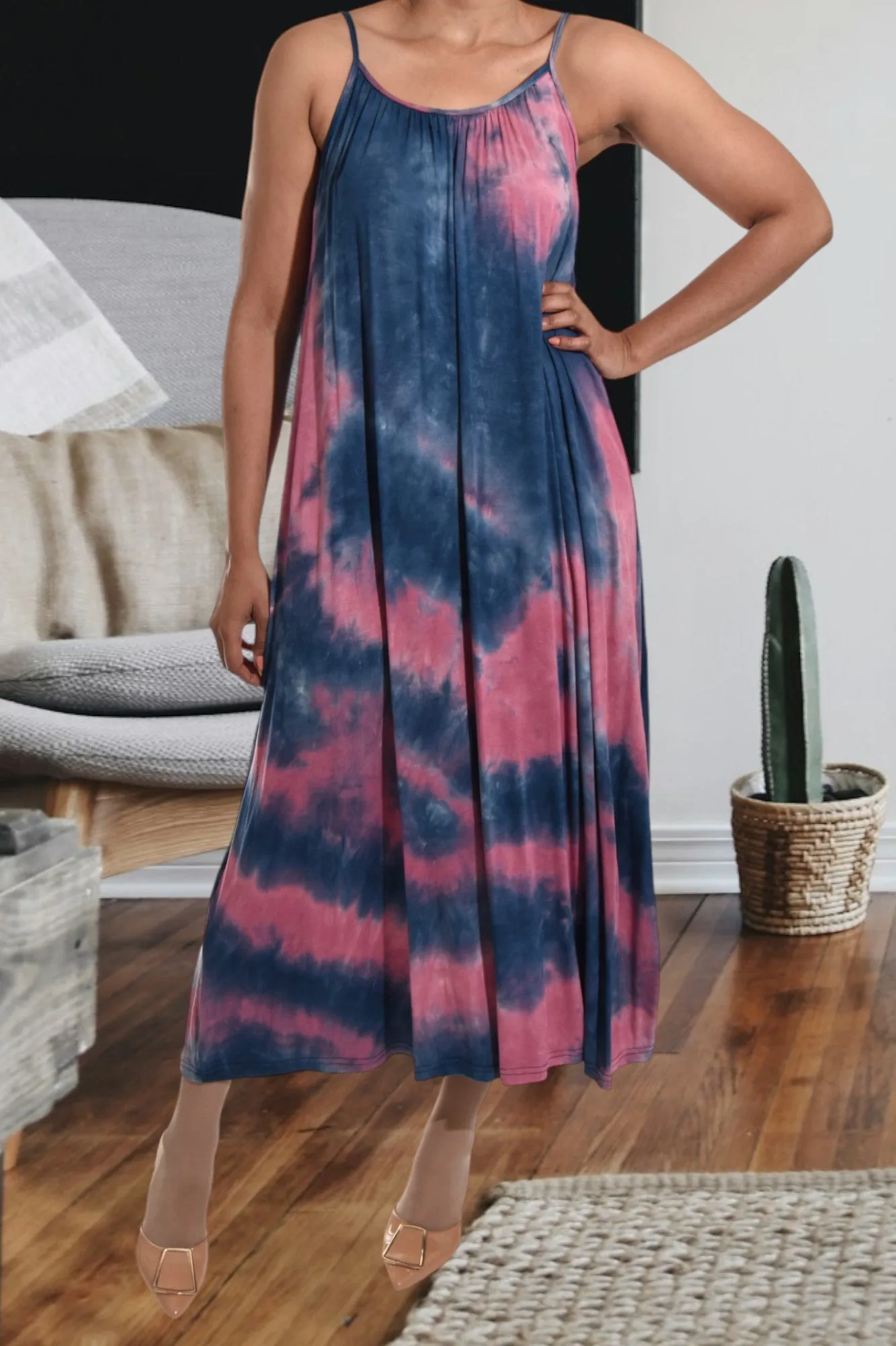 Blue And Pink Maxi Dress