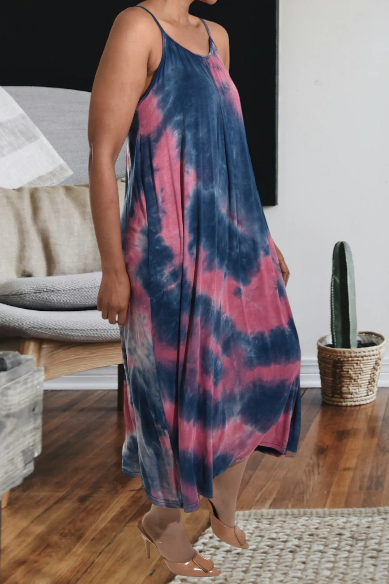 Blue And Pink Maxi Dress