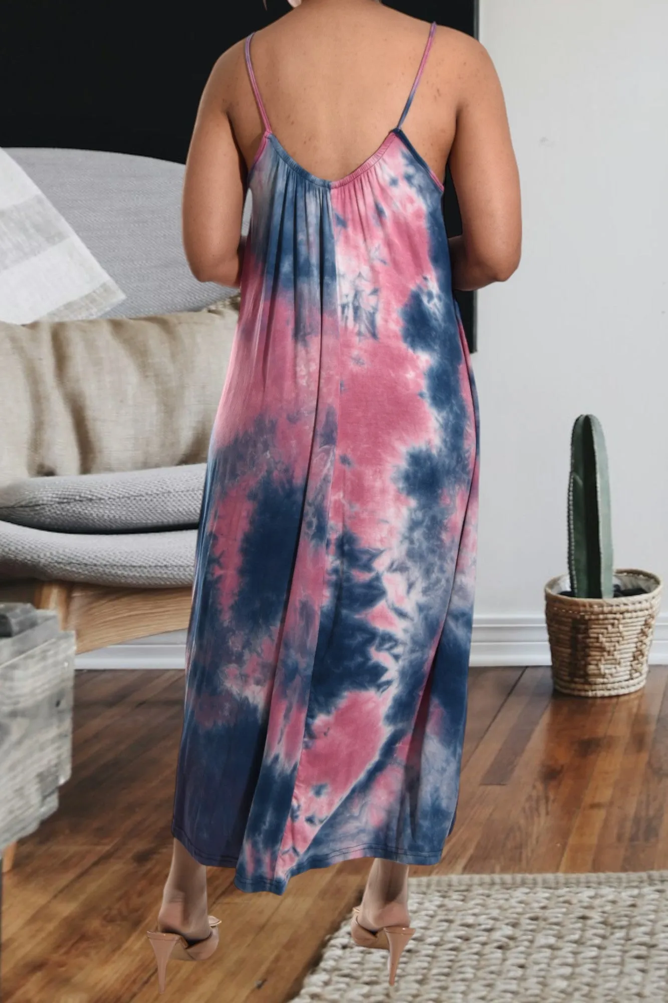 Blue And Pink Maxi Dress