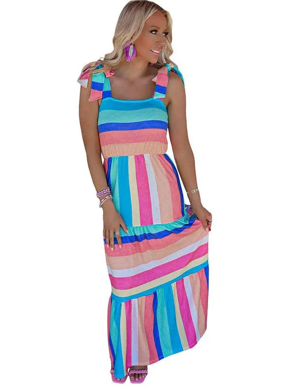 Bohemian Rainbow Maxi Dress