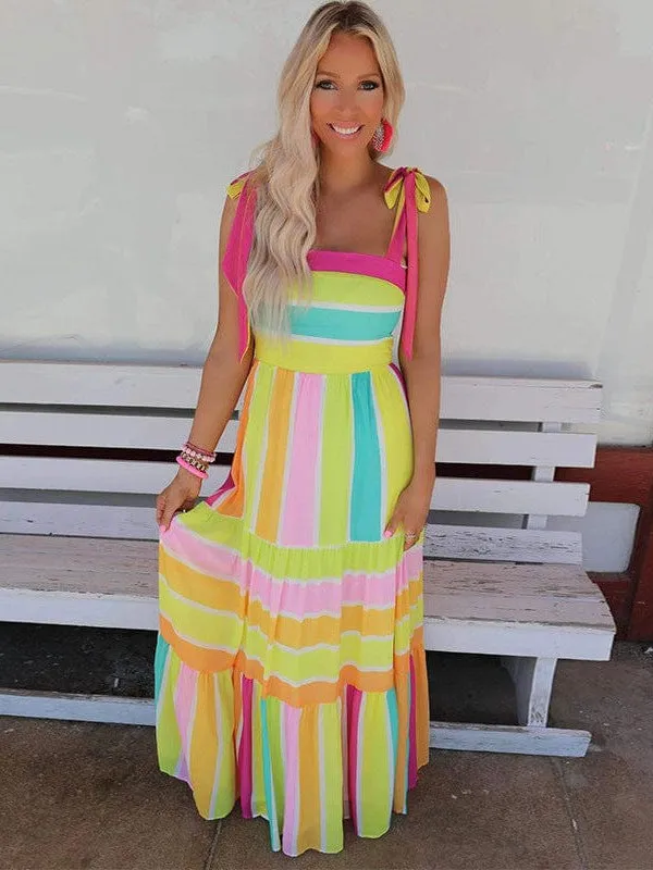 Bohemian Rainbow Maxi Dress