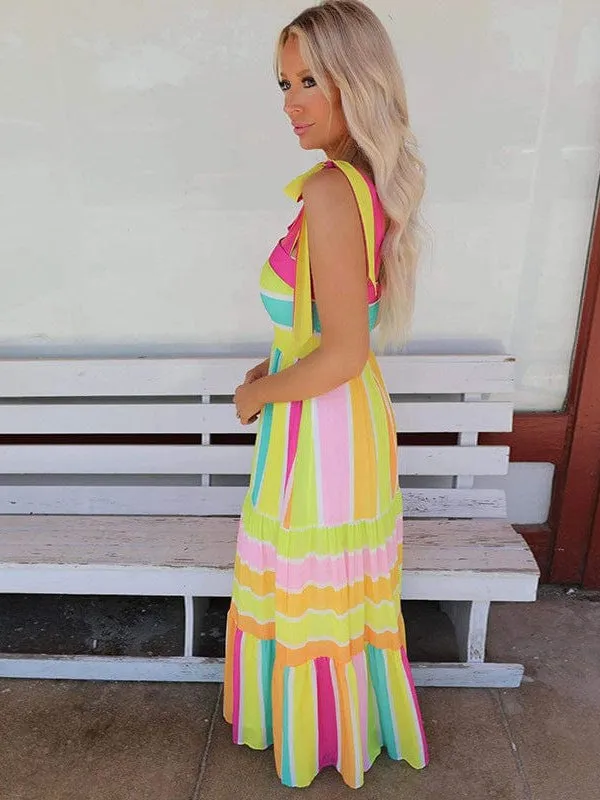 Bohemian Rainbow Maxi Dress