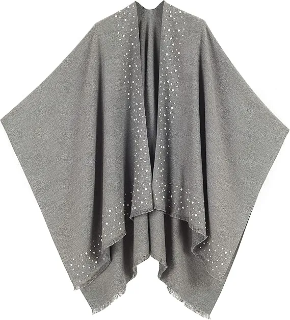 Brown-Black Luxurious Knit Sweater Poncho Cardigan