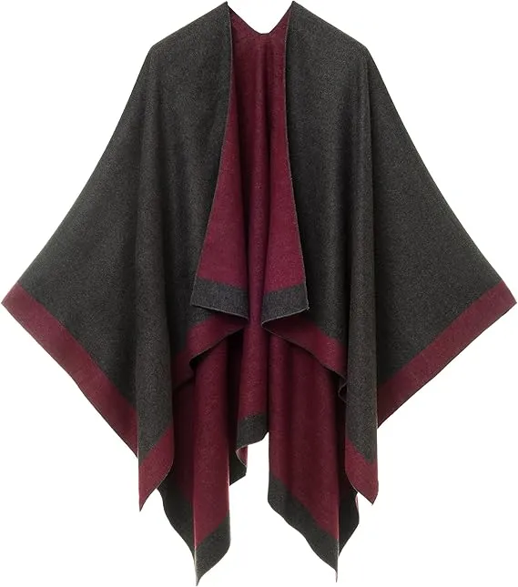 Brown-Black Luxurious Knit Sweater Poncho Cardigan