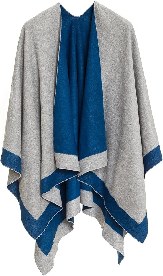 Brown-Black Luxurious Knit Sweater Poncho Cardigan