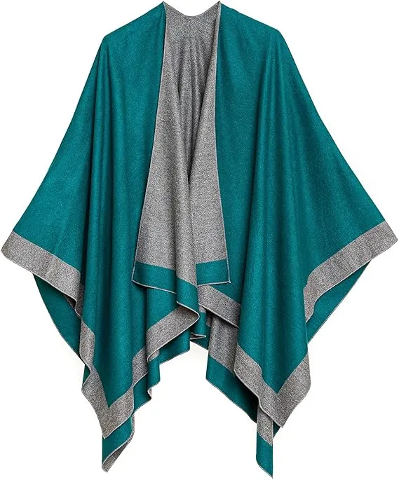 Brown-Black Luxurious Knit Sweater Poncho Cardigan