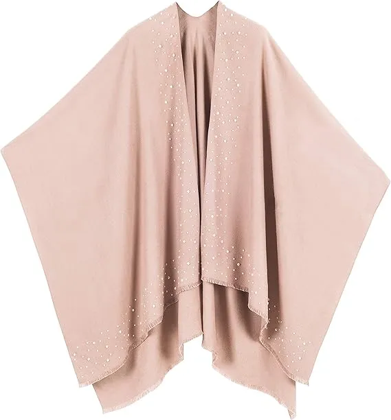Brown-Black Luxurious Knit Sweater Poncho Cardigan