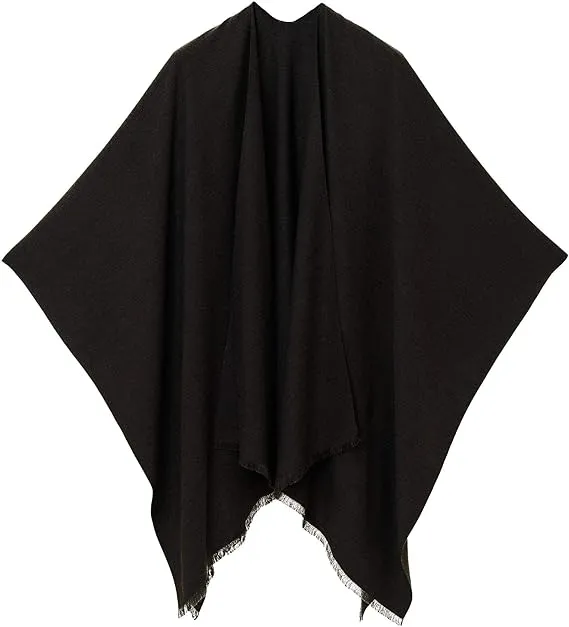 Brown-Black Luxurious Knit Sweater Poncho Cardigan