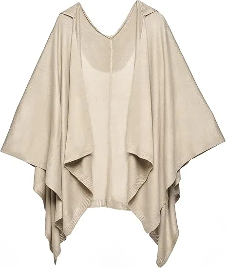 Brown-Black Luxurious Knit Sweater Poncho Cardigan
