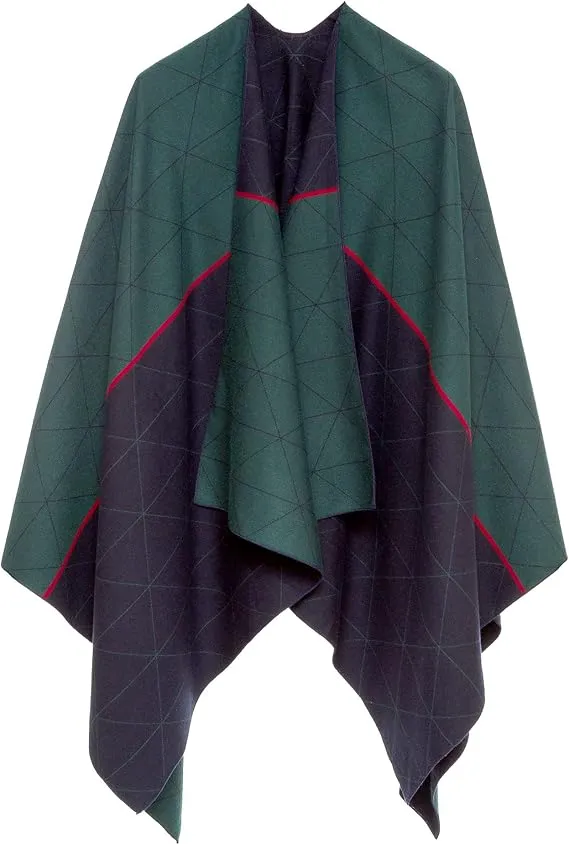Brown-Black Luxurious Knit Sweater Poncho Cardigan