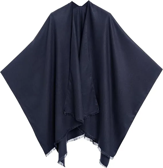 Brown-Black Luxurious Knit Sweater Poncho Cardigan