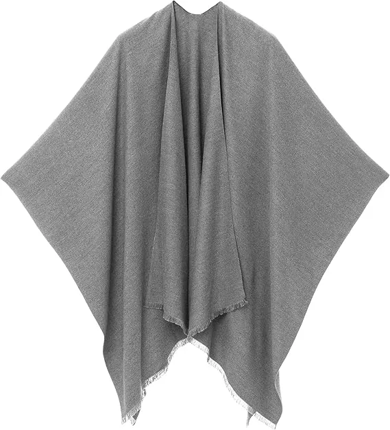 Brown-Black Luxurious Knit Sweater Poncho Cardigan