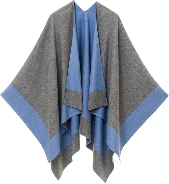 Brown-Black Luxurious Knit Sweater Poncho Cardigan