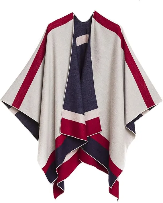 Brown-Black Luxurious Knit Sweater Poncho Cardigan